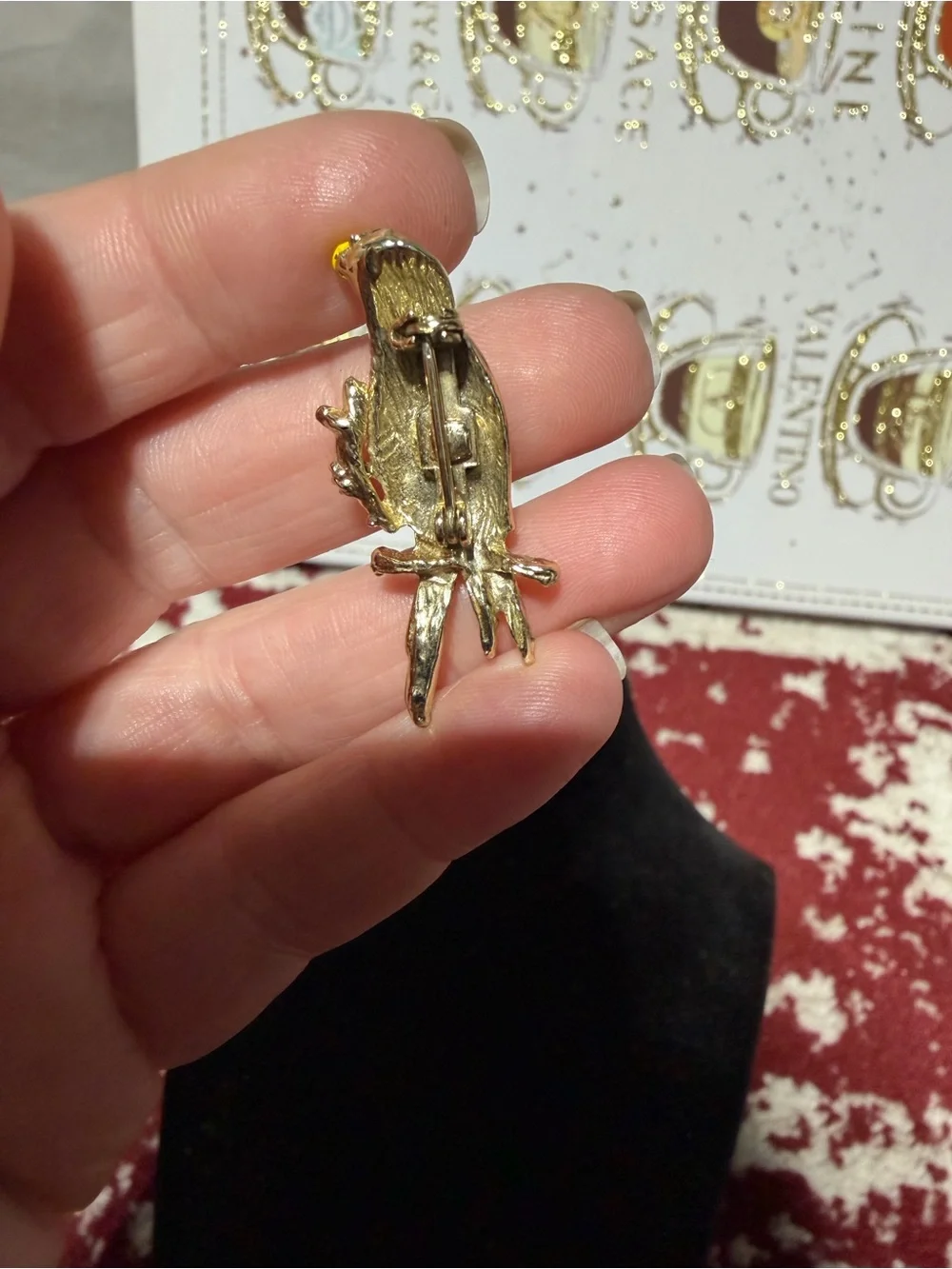 Vintage Gold Parrot Bird Brooch